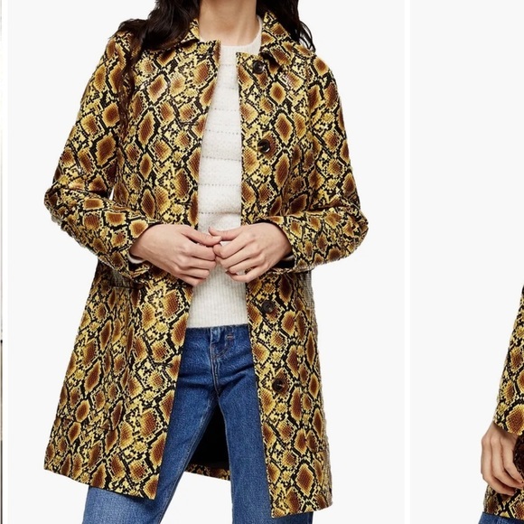 Topshop Snake Embossed Car Coat - Picture 1 of 11